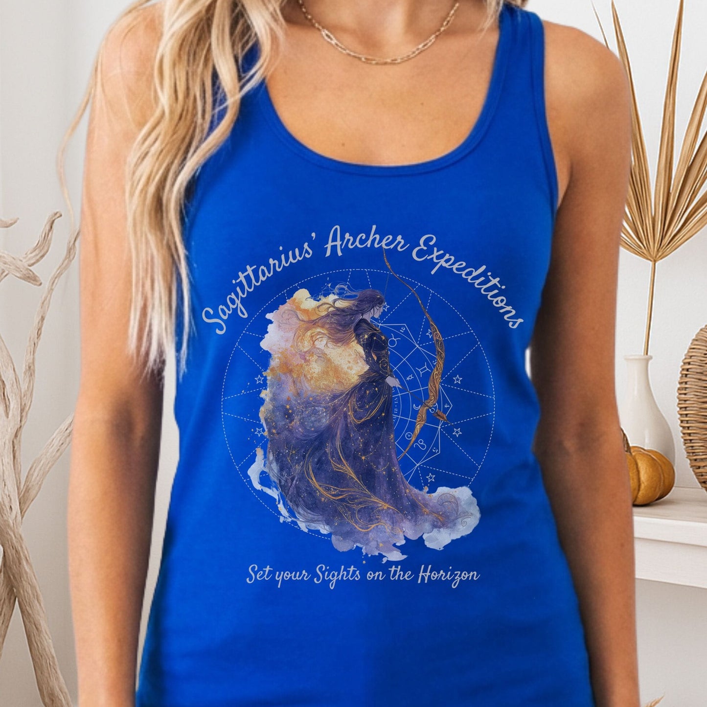 Tank Top Solid Royal / XS Sagittarius' Archer Expeditions Zodiac Women's Racerback Tank Top The Mystic Eden