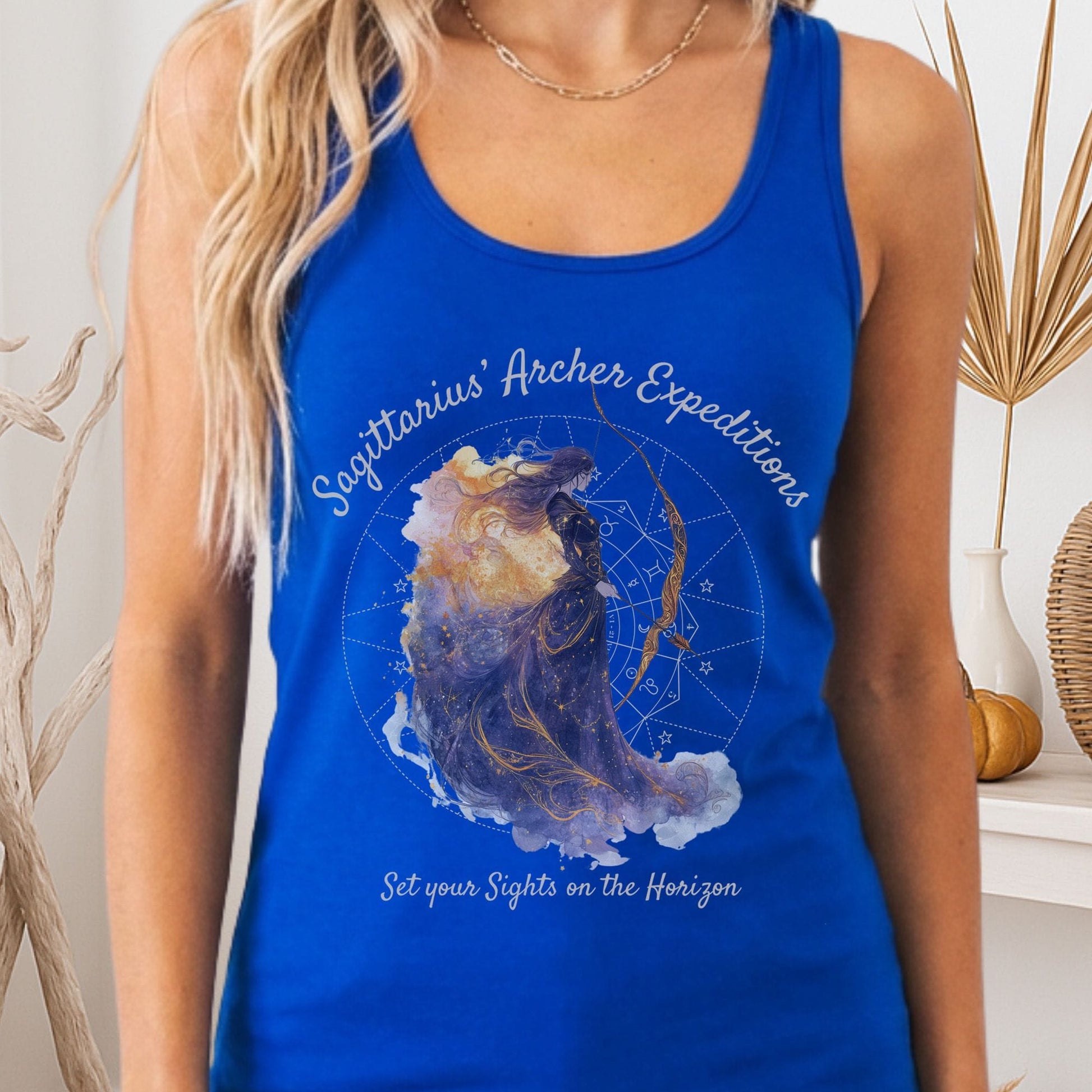 Tank Top Solid Royal / XS Sagittarius' Archer Expeditions Zodiac Women's Racerback Tank Top The Mystic Eden