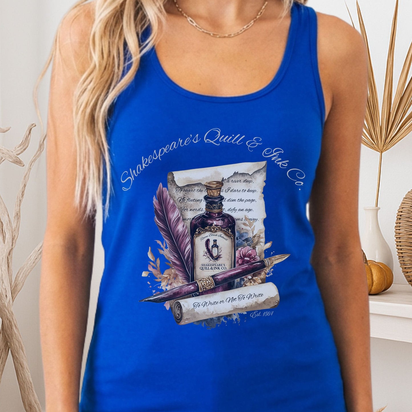 Tank Top Solid Royal / XS Shakespeare's Quill & Ink Co. Women's Racerback Tank Top The Mystic Eden