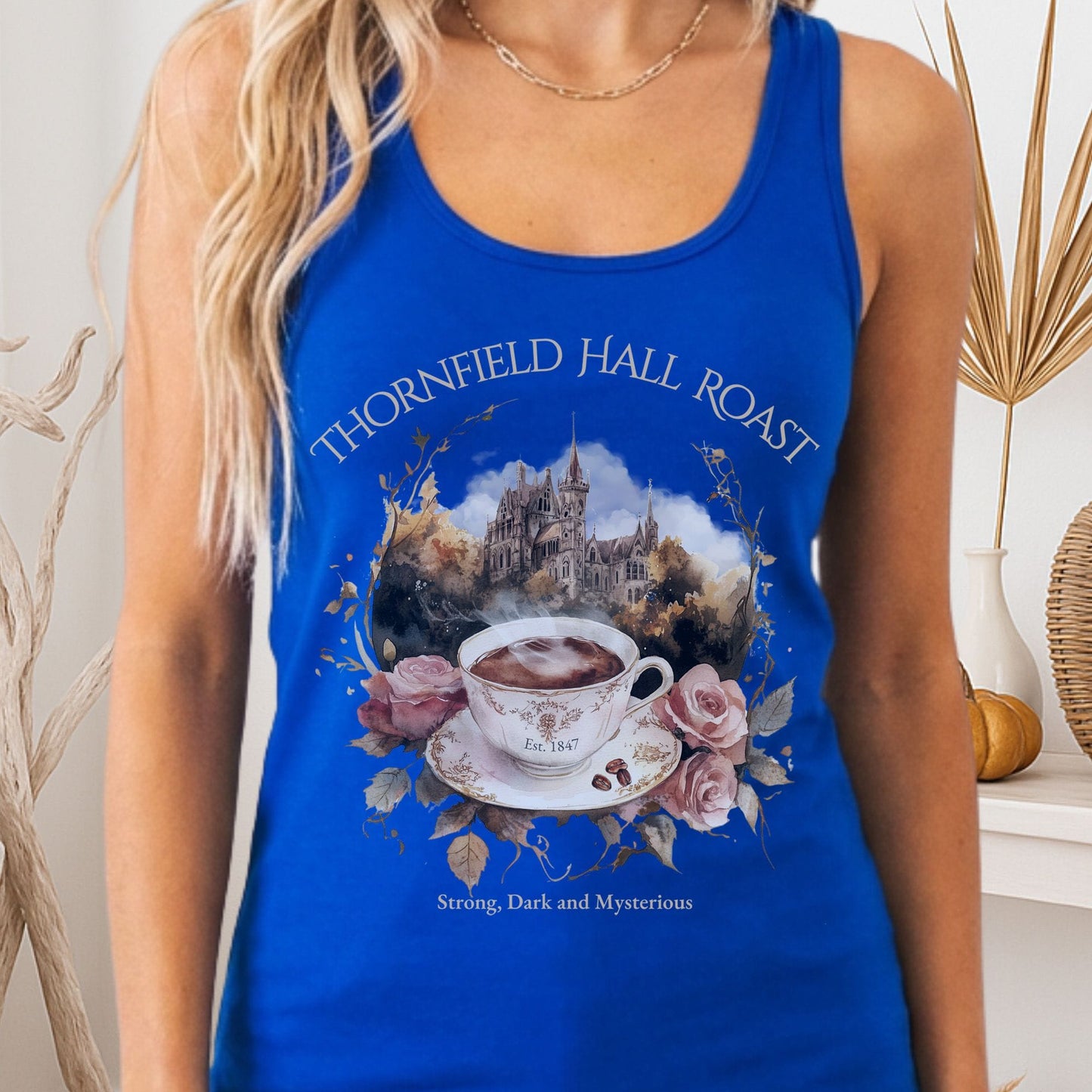 Tank Top Solid Royal / XS Thornfield Hall Roast Jane Eyre Women's Racerback Tank Top The Mystic Eden