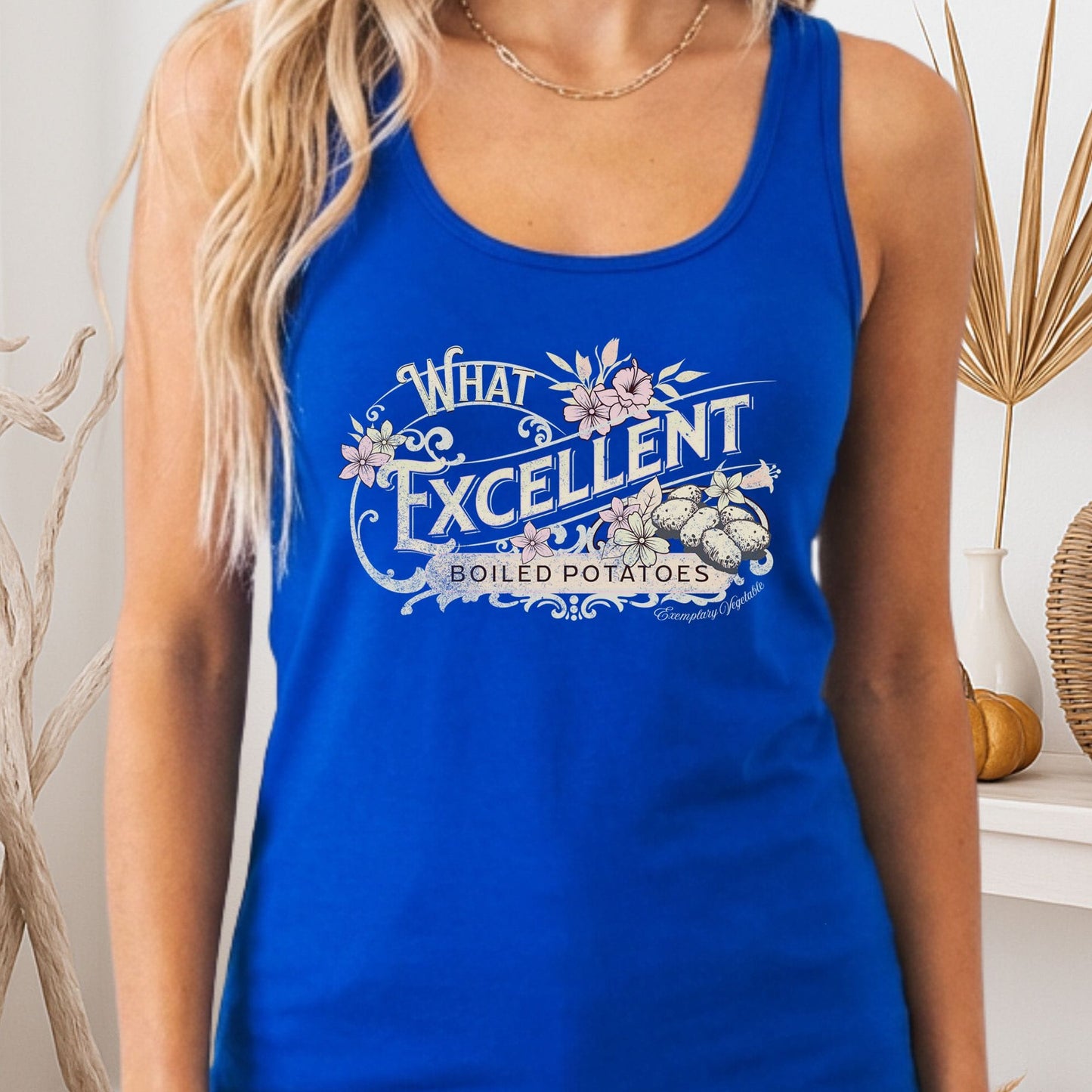 Tank Top Solid Royal / XS What Excellent Boiled Potatoes Women's Racerback Tank Top The Mystic Eden