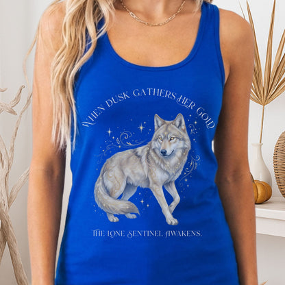Tank Top Solid Royal / XS When Dusk Gathers Her Gold Mystical Wolf Women's Lightweight Tank Top The Mystic Eden