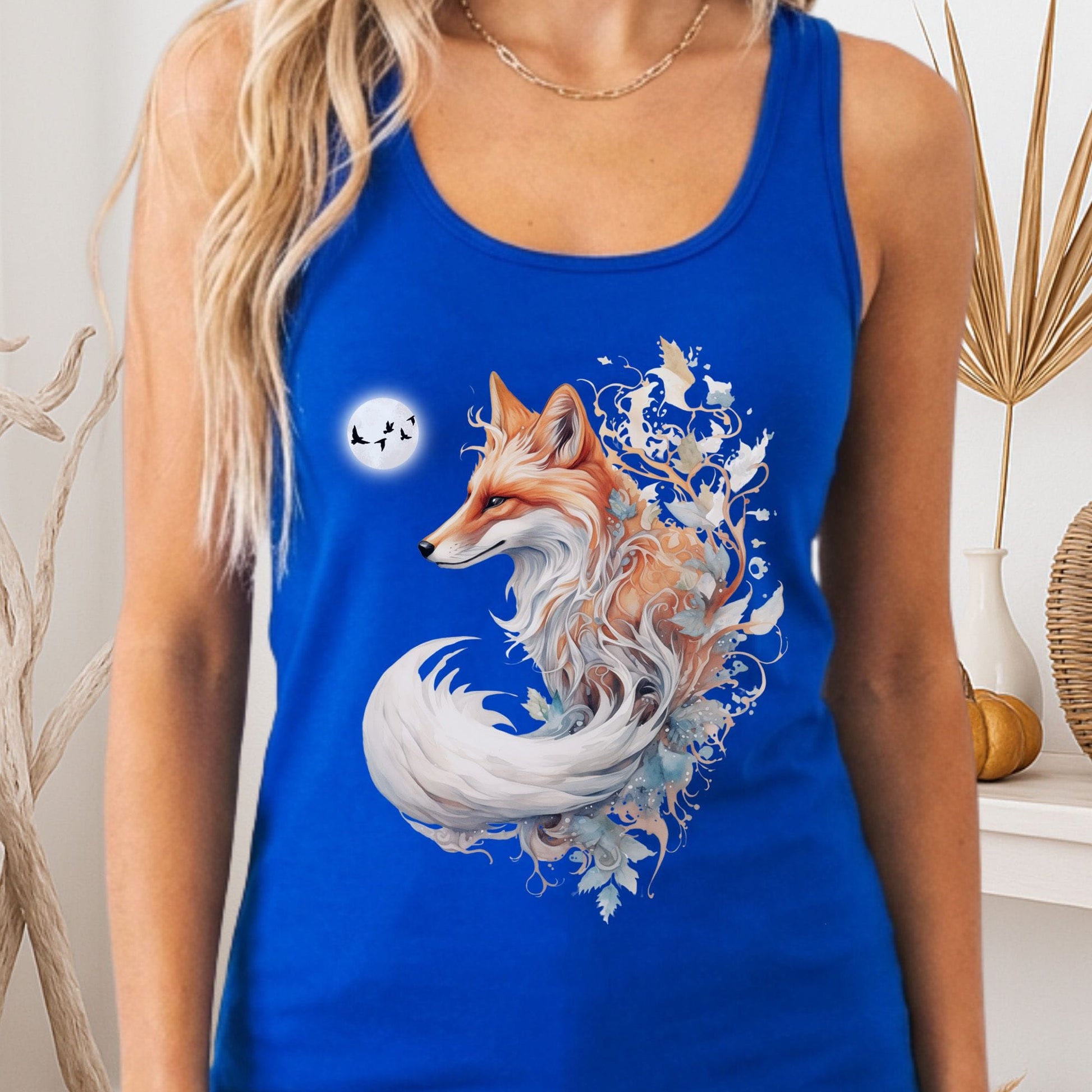 Tank Top Solid Royal / XS Whimsical Fox Women's Racerback Lightweight Tank Top The Mystic Eden