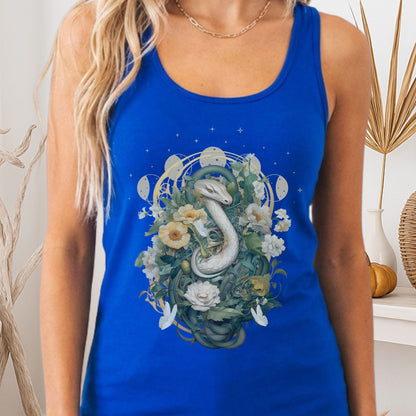 Tank Top Solid Royal / XS Whimsical Snake Women's Racerback Tank Top The Mystic Eden