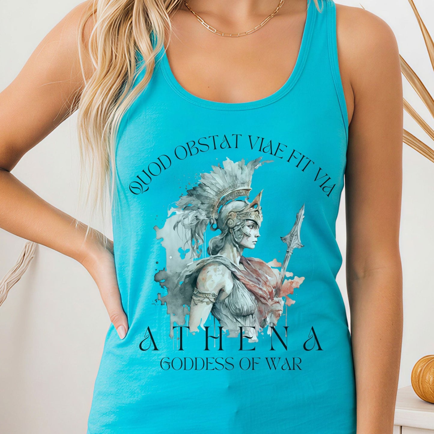 Tank Top Solid Tahiti Blue / XS Athena Greek Mythology Women's Racerback Tank Top The Mystic Eden