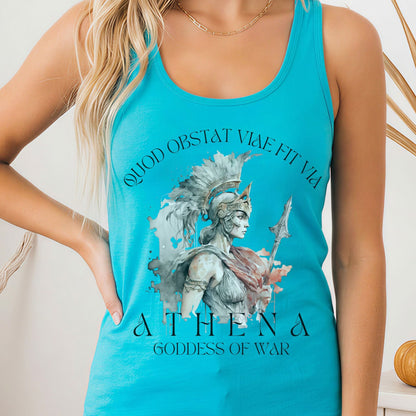 Tank Top Solid Tahiti Blue / XS Athena Greek Mythology Women's Racerback Tank Top The Mystic Eden