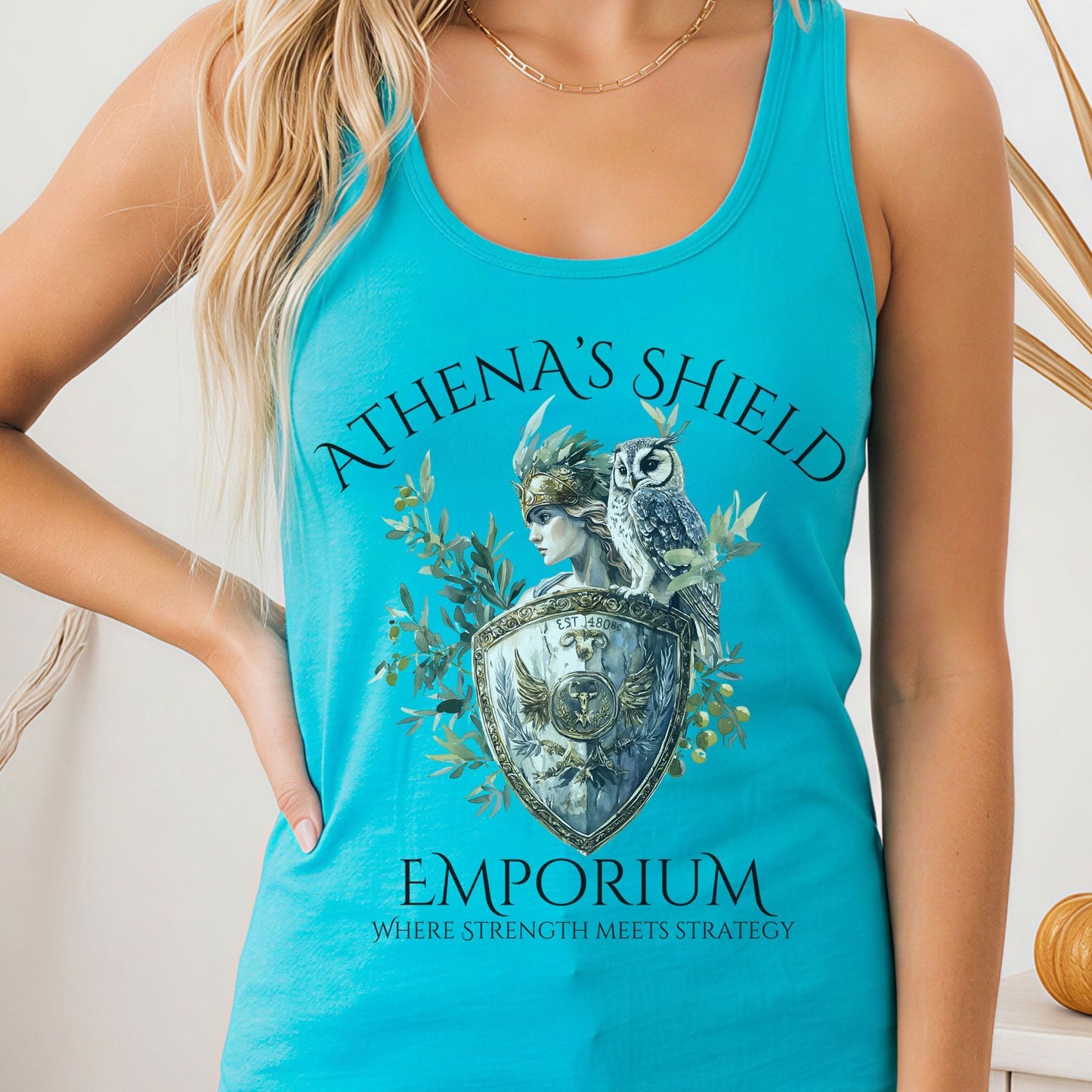 Tank Top Solid Tahiti Blue / XS Athena's Shield Emporium Women's Racerback Tank Top The Mystic Eden