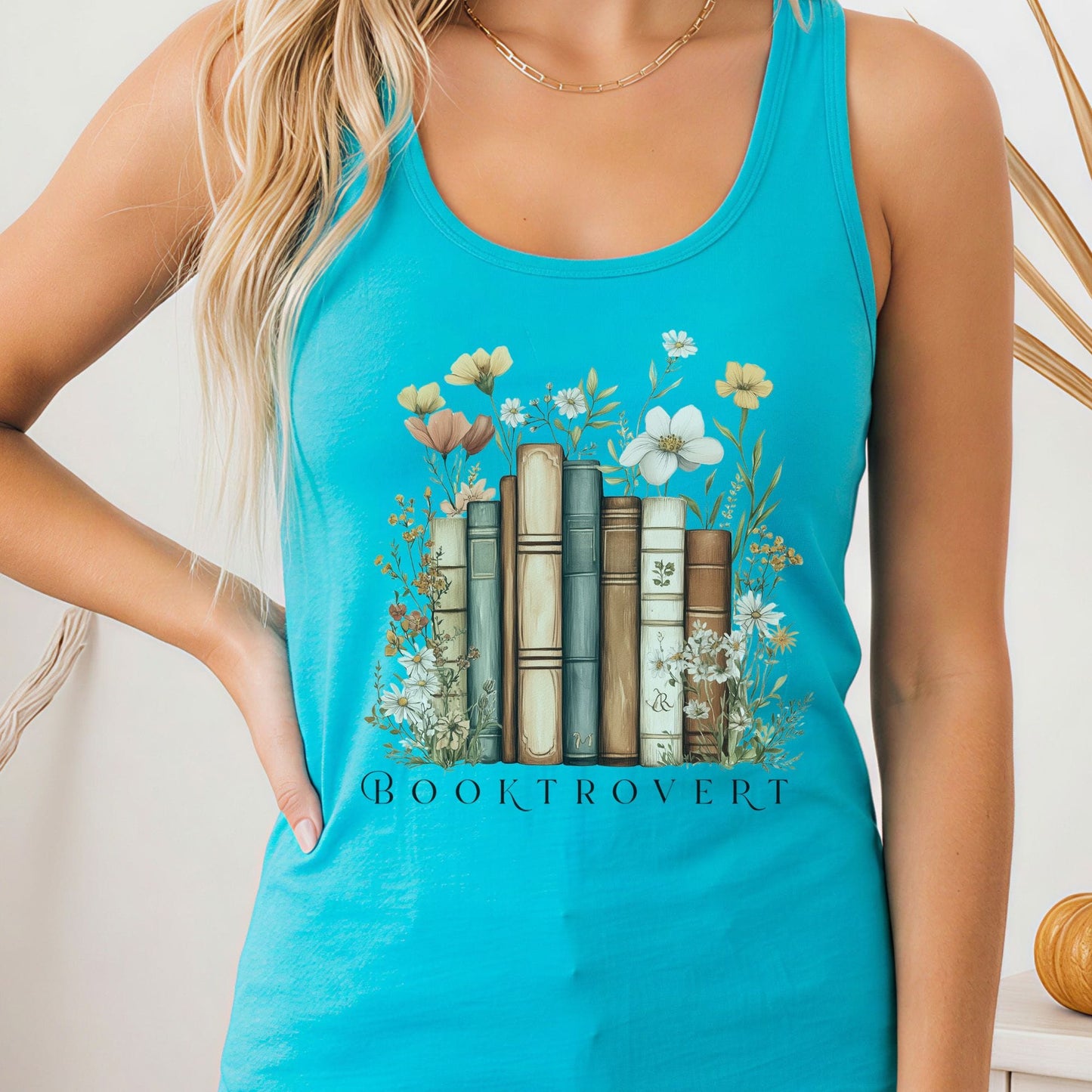 Tank Top Solid Tahiti Blue / XS Booktrovert Bookish Women's Lightweight Racerback Tank Top The Mystic Eden