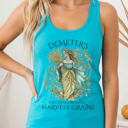 Tank Top Solid Tahiti Blue / XS Demeter's Original Organic Harvest Grains Women's Racerback Tank Top The Mystic Eden