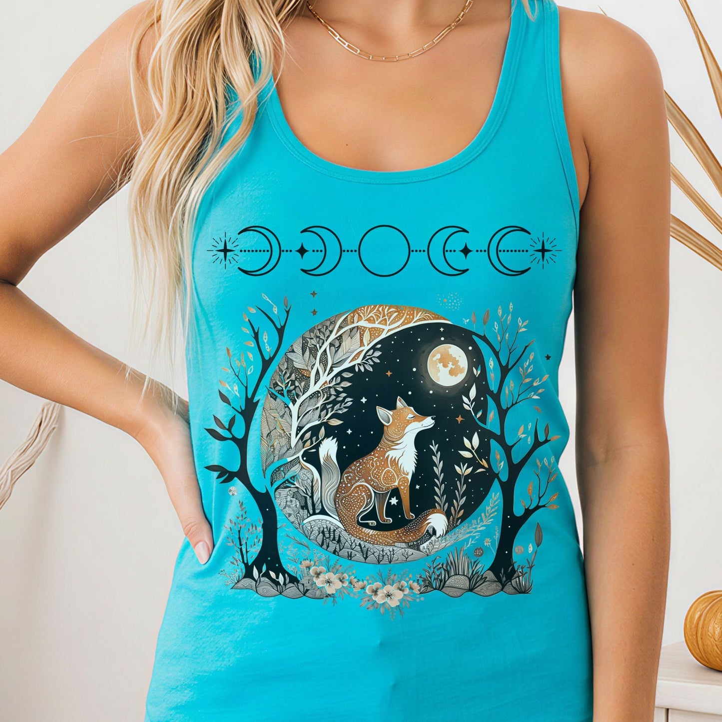 Tank Top Solid Tahiti Blue / XS Fox Whimsigoth Women's Racerback Tank Top The Mystic Eden