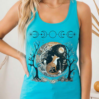 Tank Top Solid Tahiti Blue / XS Fox Whimsigoth Women's Racerback Tank Top The Mystic Eden
