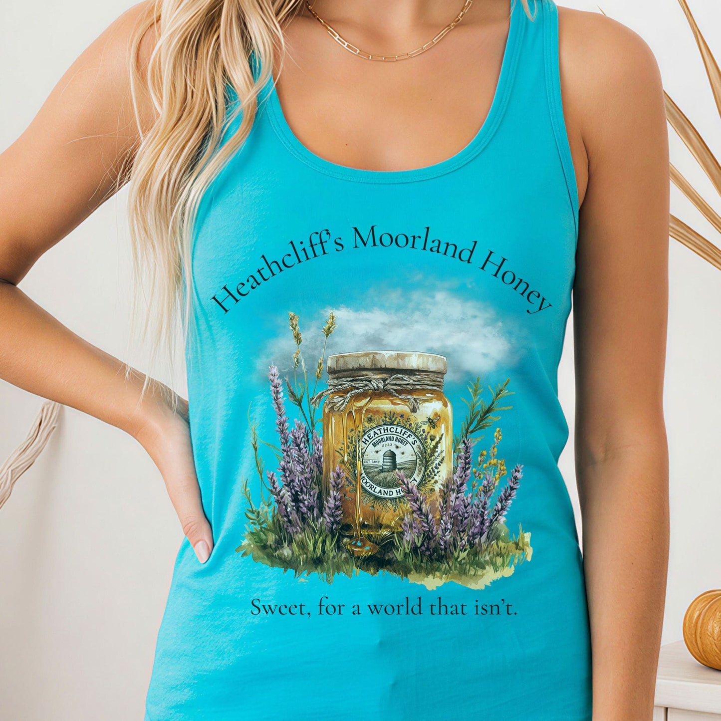 Tank Top Solid Tahiti Blue / XS Heathcliff's Moorland Honey Women's Racerback Tank Top The Mystic Eden
