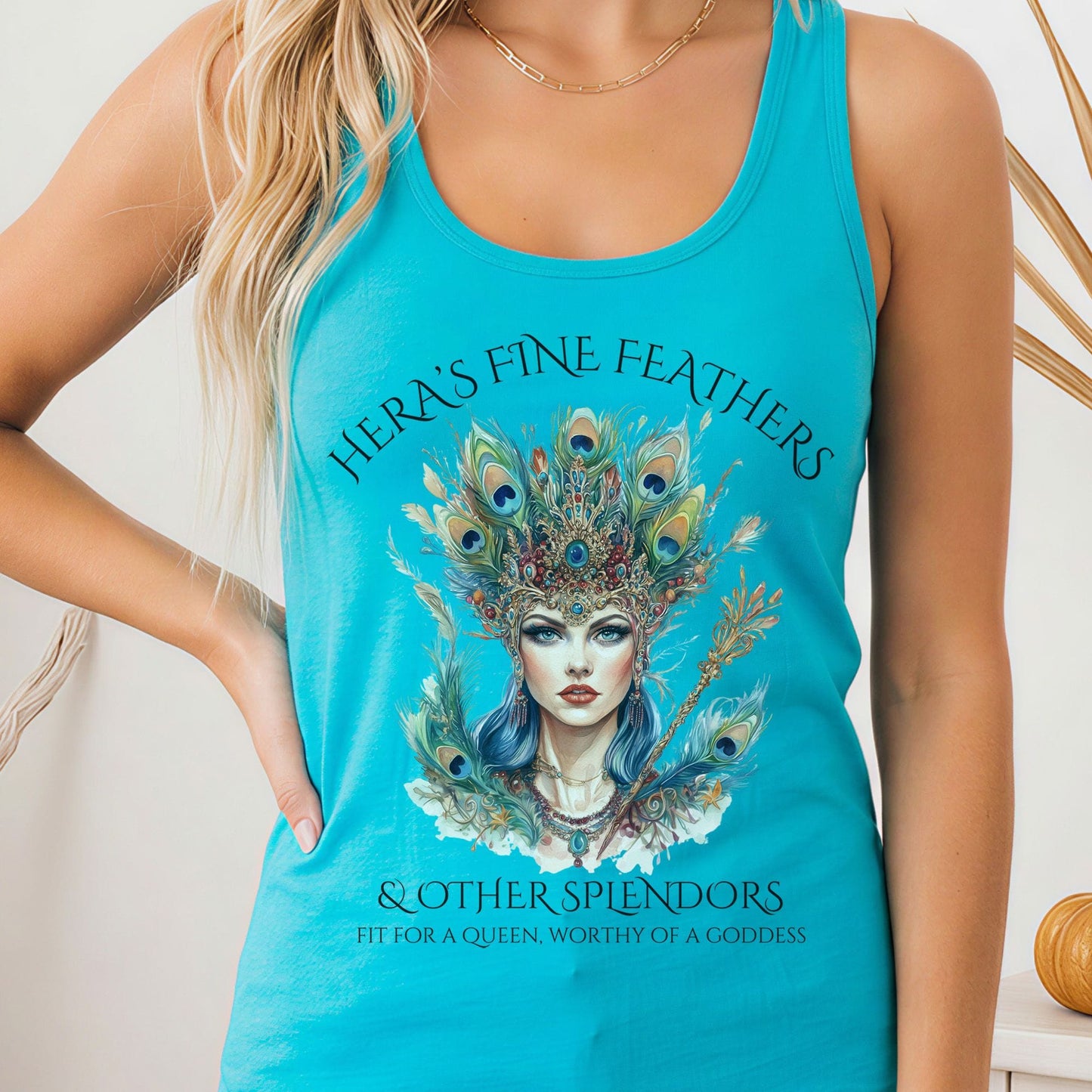 Tank Top Solid Tahiti Blue / XS Hera's Fine Feathers & Other Splendors Women's Racerback Tank Top The Mystic Eden