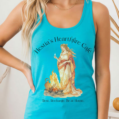 Tank Top Solid Tahiti Blue / XS Hestia's Hearthfire Café Goddess by the Fire Women's Lightweight Tank Top The Mystic Eden