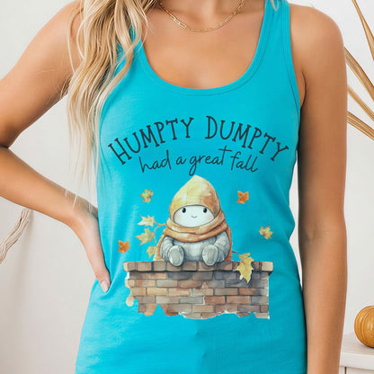 Tank Top Solid Tahiti Blue / XS Humpty Dumpty Had a Great Fall Women's Racerback Tank Top The Mystic Eden