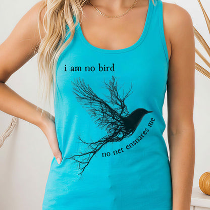 Tank Top Solid Tahiti Blue / XS I am no bird Jane Eyre Charlotte Brontë Women's Racerback Tank Top The Mystic Eden