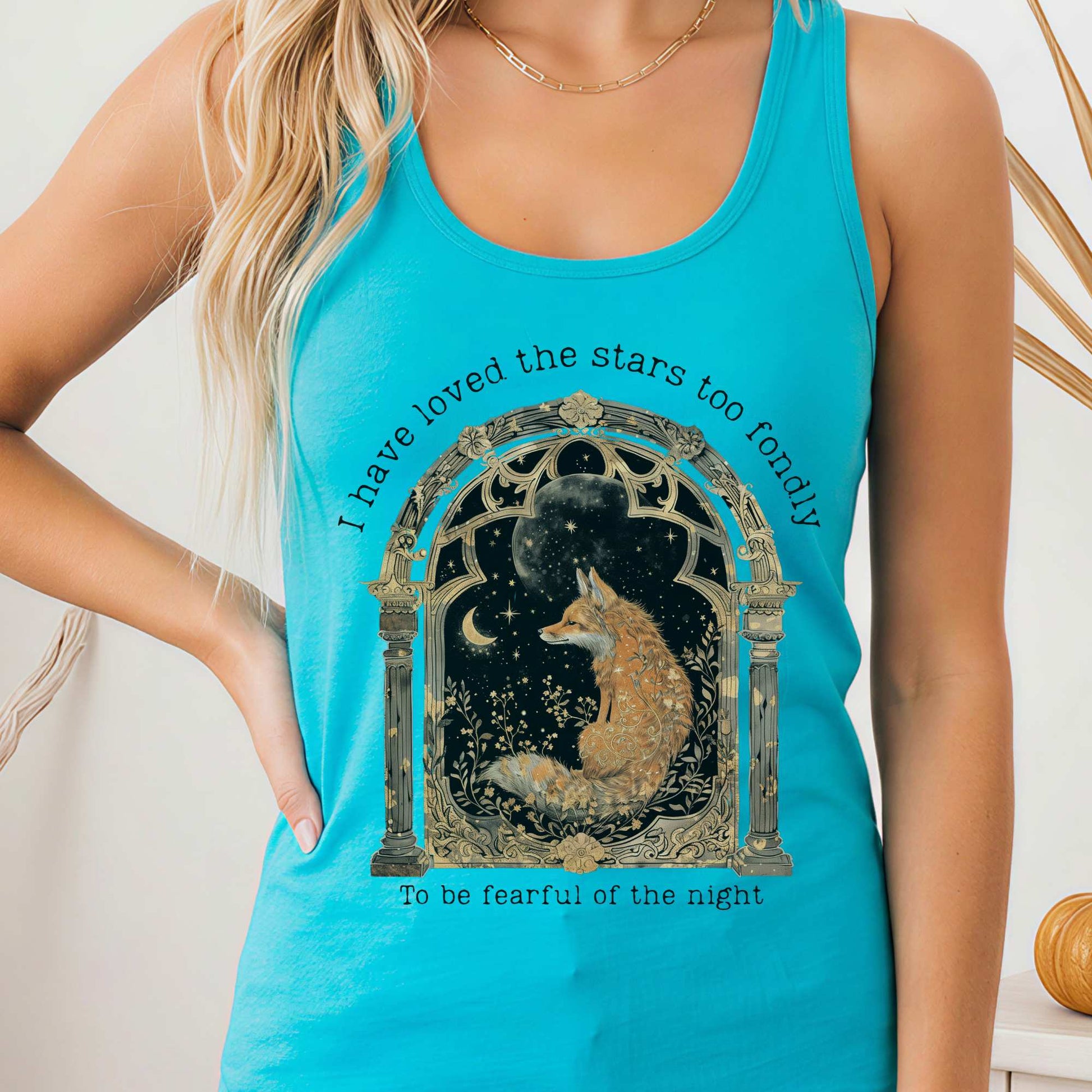 Tank Top Solid Tahiti Blue / XS I Have Loved the Stars Too Fondly Women's Lightweight Racerback Tank Top The Mystic Eden