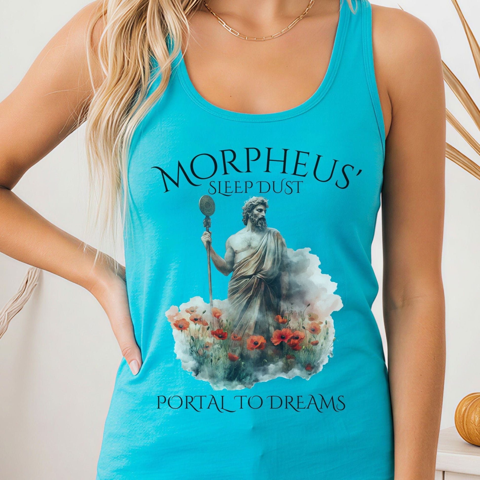 Tank Top Solid Tahiti Blue / XS Morpheus' Sleep Dust Portal to Dreams Mythology Women's Racerback Tank Top The Mystic Eden