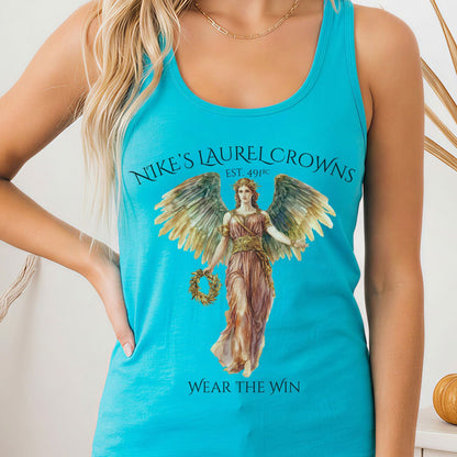 Tank Top Solid Tahiti Blue / XS Nike's Laurel Crowns Women's Racerback Tank Top The Mystic Eden