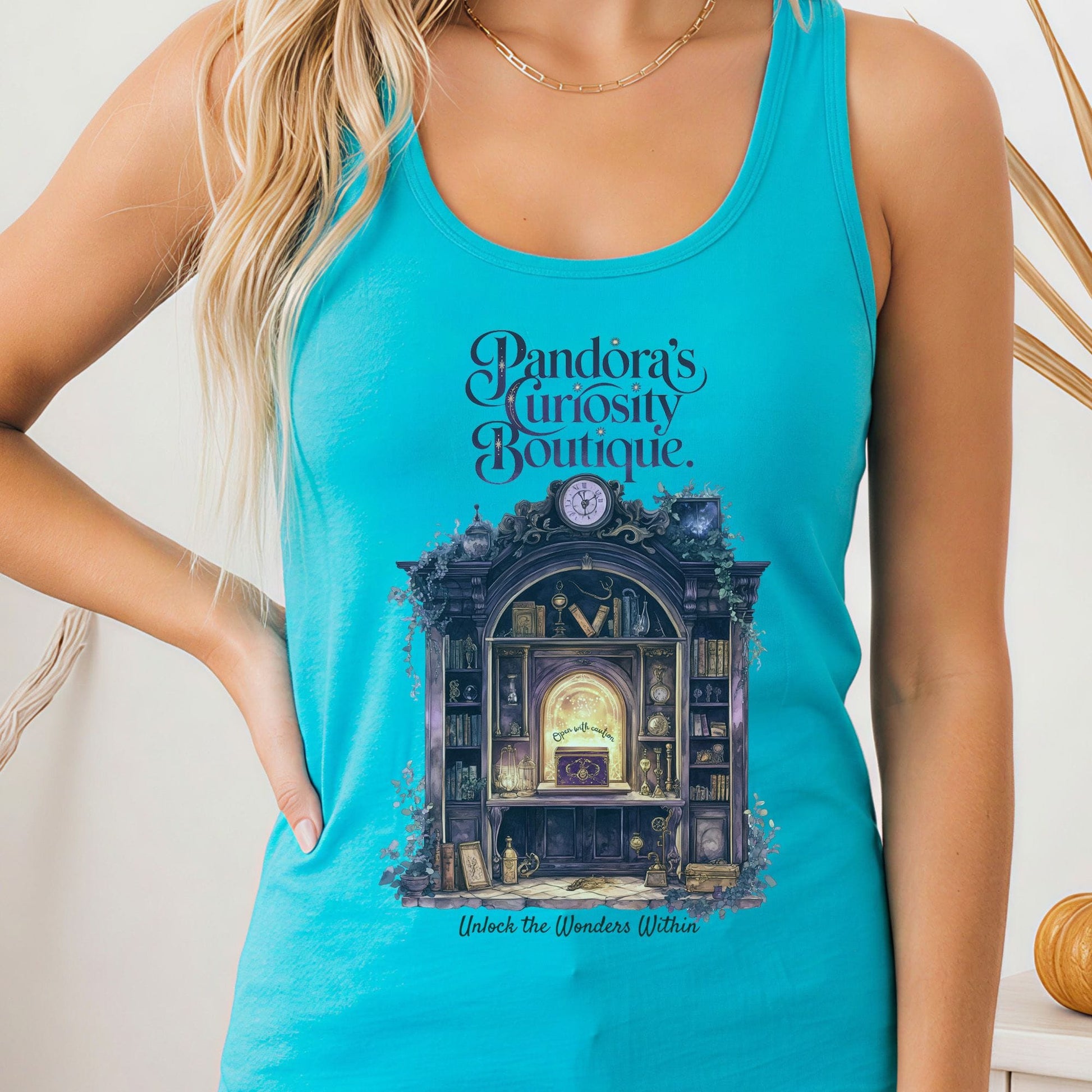 Tank Top Solid Tahiti Blue / XS Pandora's Curiosity Boutique Women's Racerback Tank Top The Mystic Eden