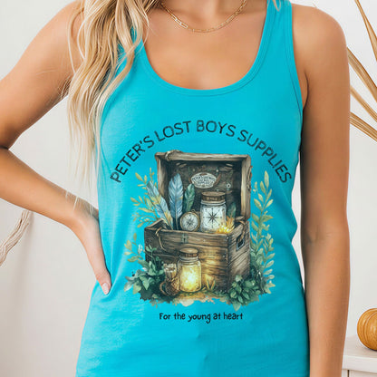Tank Top Solid Tahiti Blue / XS Peter's Lost Boys Supplies Shirt Peter Pan Women's Racerback Tank Top The Mystic Eden