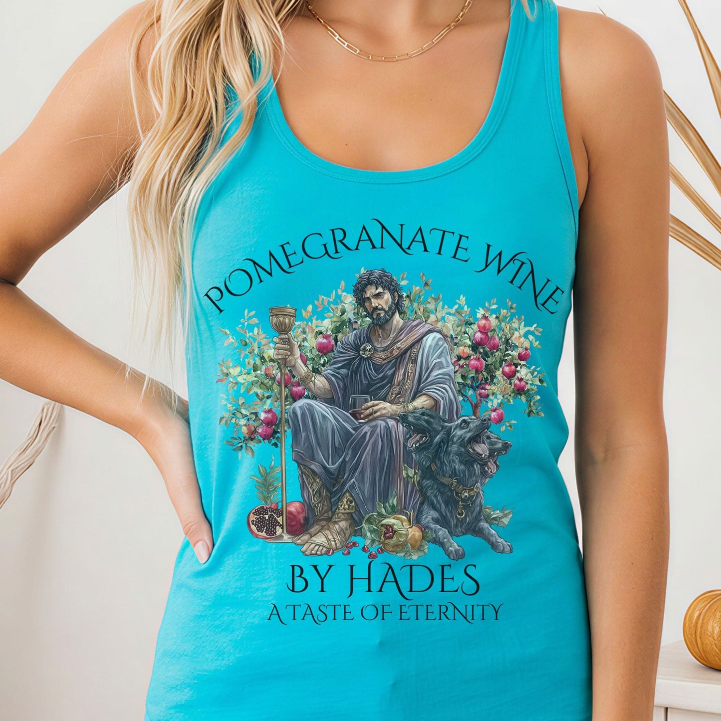 Tank Top Solid Tahiti Blue / XS Pomegranate Wine A Taste of Eternity Mythology Women's Racerback Tank Top The Mystic Eden