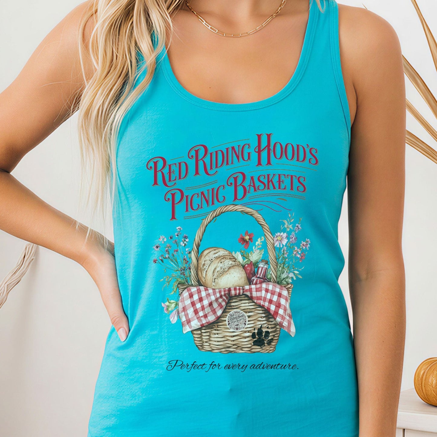 Tank Top Solid Tahiti Blue / XS Red Riding Hood's Picnic Baskets Women's Racerback Tank Top The Mystic Eden