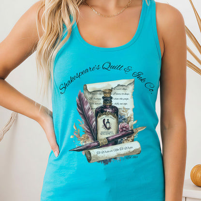 Tank Top Solid Tahiti Blue / XS Shakespeare's Quill & Ink Co. Women's Racerback Tank Top The Mystic Eden
