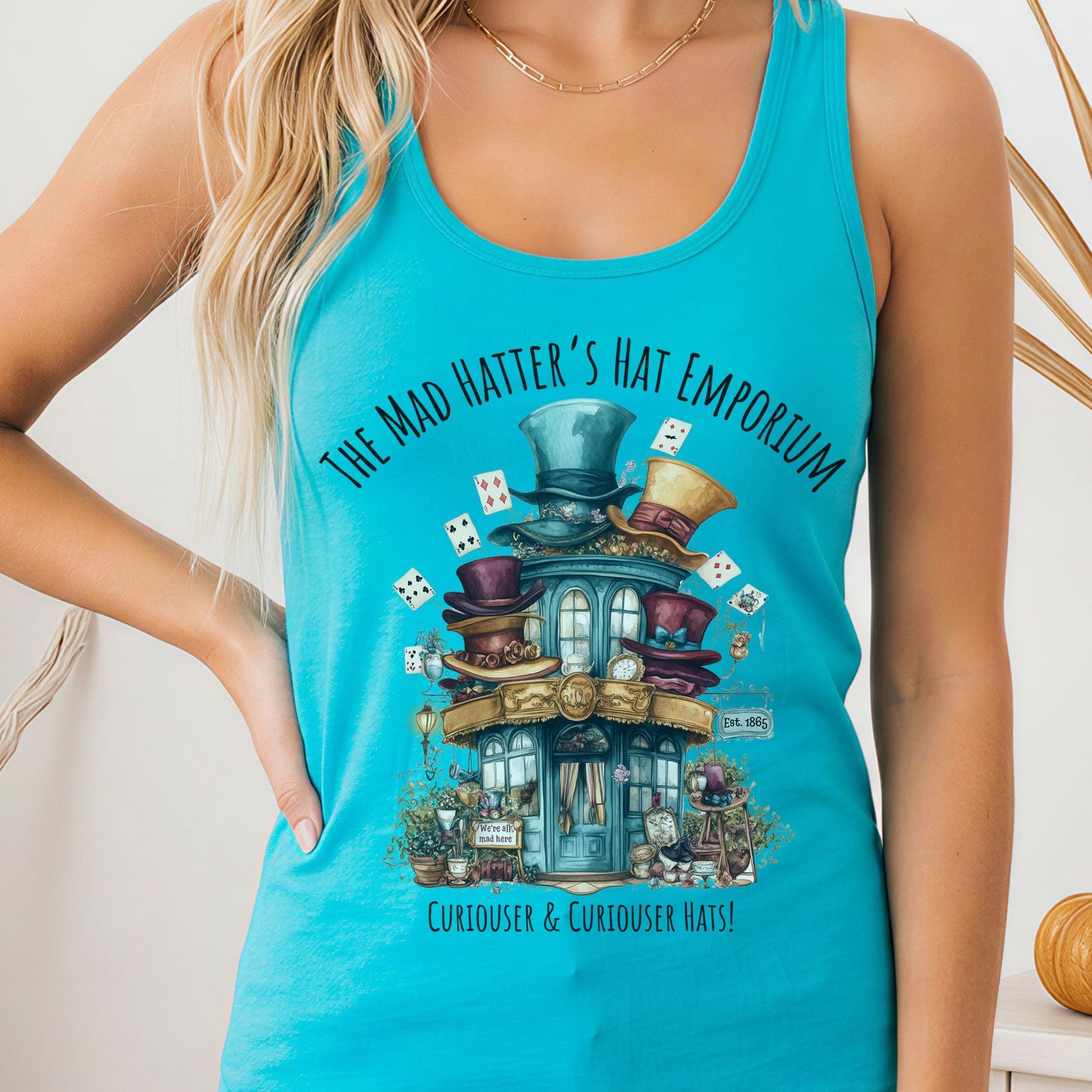 Tank Top Solid Tahiti Blue / XS The Mad Hatter's Hat Emporium Women's Racerback Tank Top The Mystic Eden