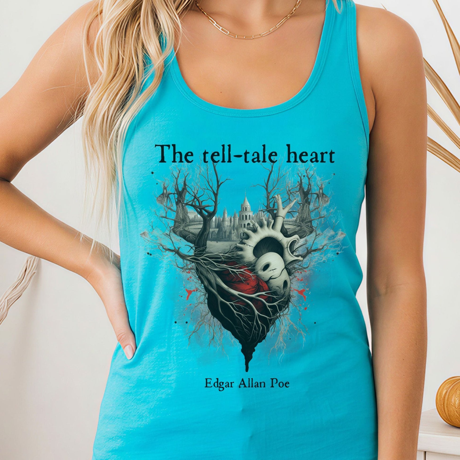 Tank Top Solid Tahiti Blue / XS The Tell Tale Heart Poe Women's Racerback Tank Top The Mystic Eden