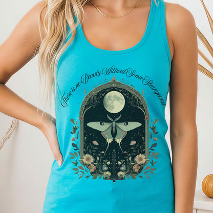 Tank Top Solid Tahiti Blue / XS There is no Beauty Without Some Strangeness Poe Women's Racerback Tank Top The Mystic Eden