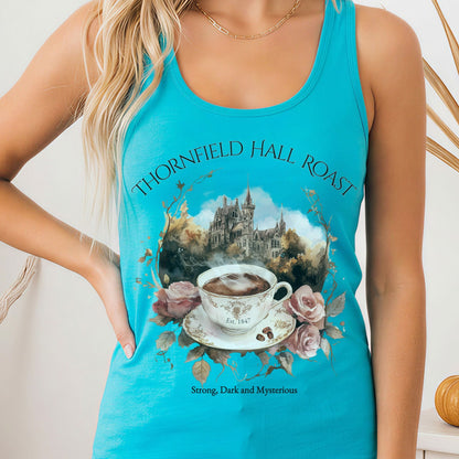 Tank Top Solid Tahiti Blue / XS Thornfield Hall Roast Jane Eyre Women's Racerback Tank Top The Mystic Eden