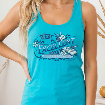 Tank Top Solid Tahiti Blue / XS What Excellent Boiled Potatoes Women's Racerback Tank Top The Mystic Eden