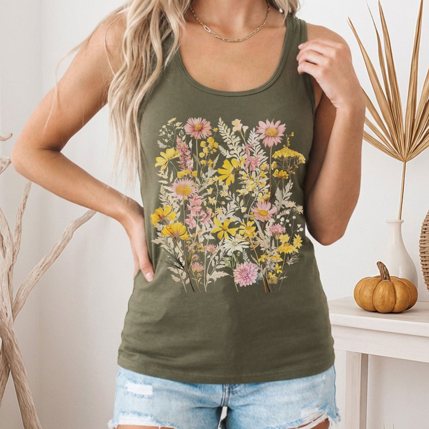 Tank Top Spring Floral Wildflower Women's Racerback Tank Top The Mystic Eden