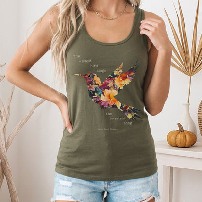 Tank Top The Wildest Bird Sings The Sweetest Song Thoreau Women's Racerback Tank Top The Mystic Eden