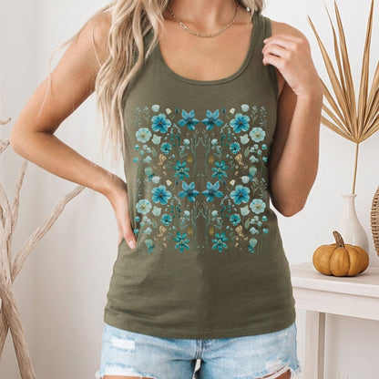 Tank Top Turquoise Wildflower Women's Lightweight Tank Top The Mystic Eden