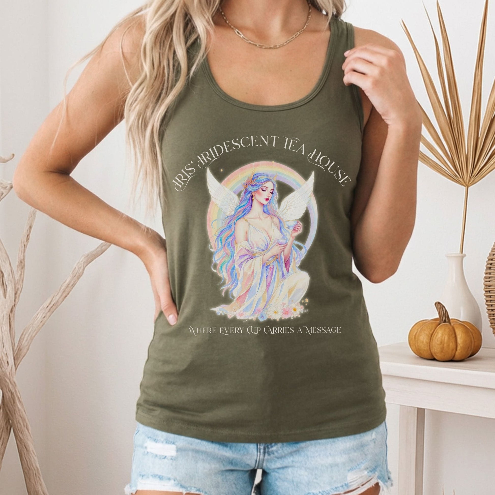 Tank Tops Iris' Iridescent Tea House Angel Women's Lightweight Tank Top The Mystic Eden