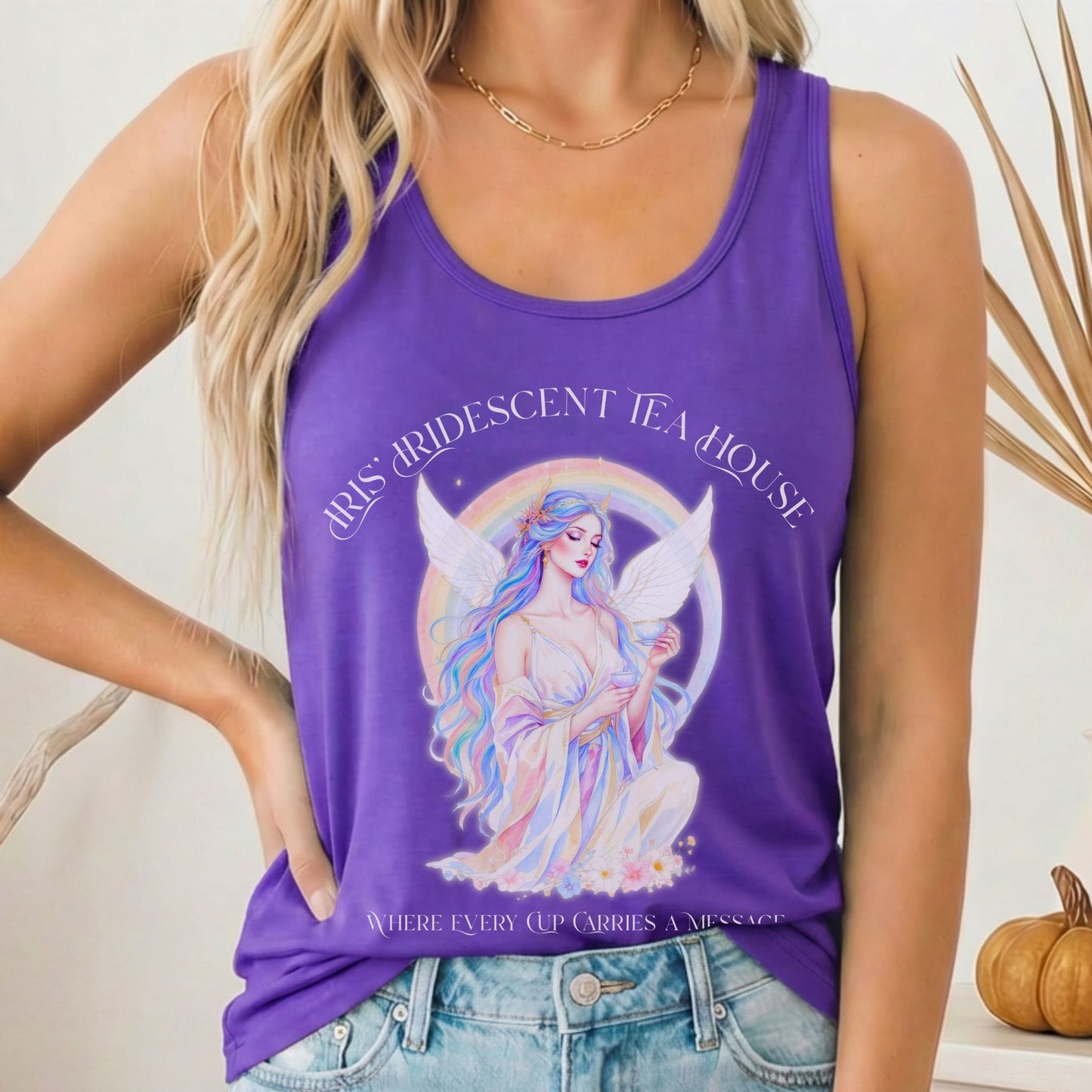 Tank Tops Solid Purple Rush / XS Iris' Iridescent Tea House Angel Women's Lightweight Tank Top The Mystic Eden