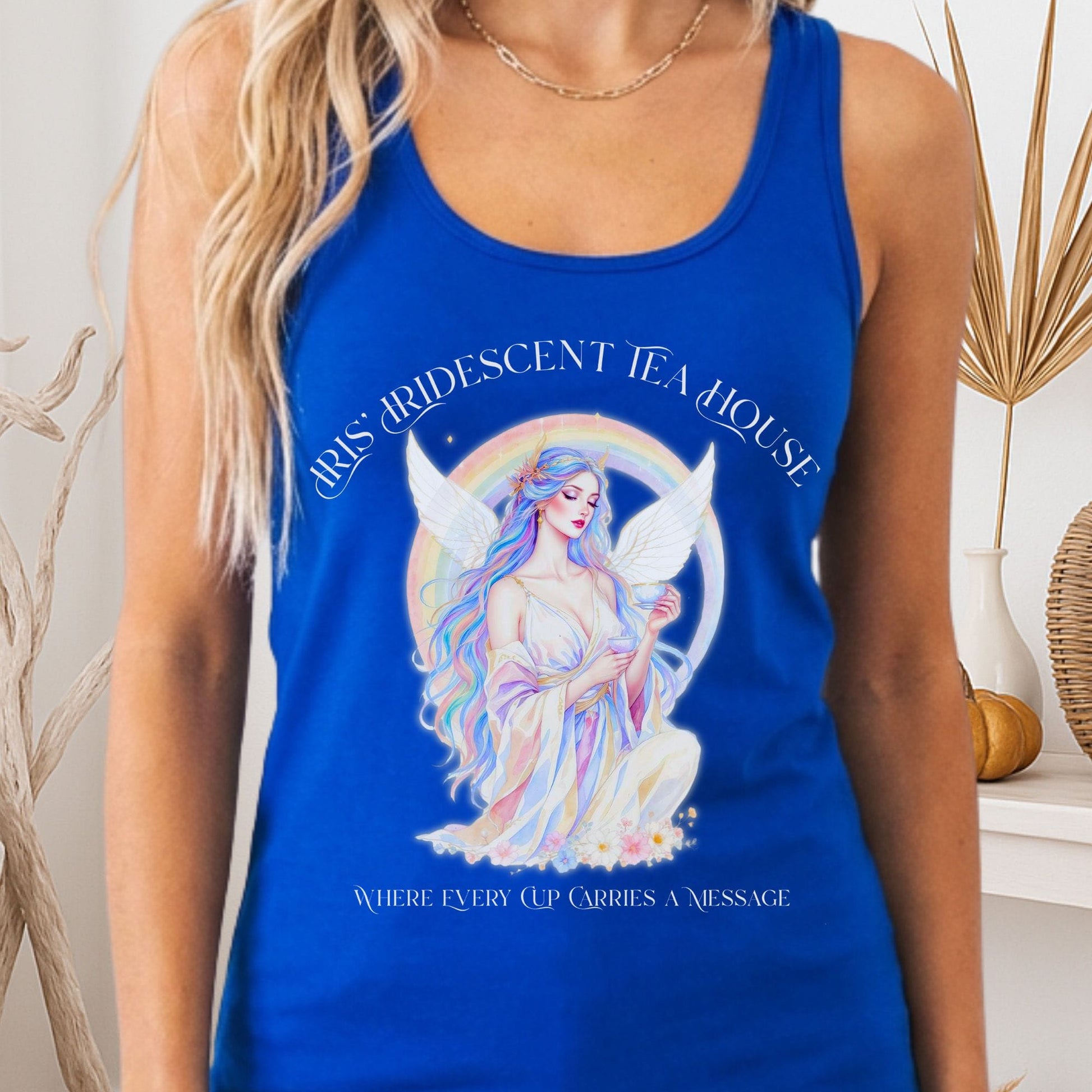 Tank Tops Solid Royal / XS Iris' Iridescent Tea House Angel Women's Lightweight Tank Top The Mystic Eden