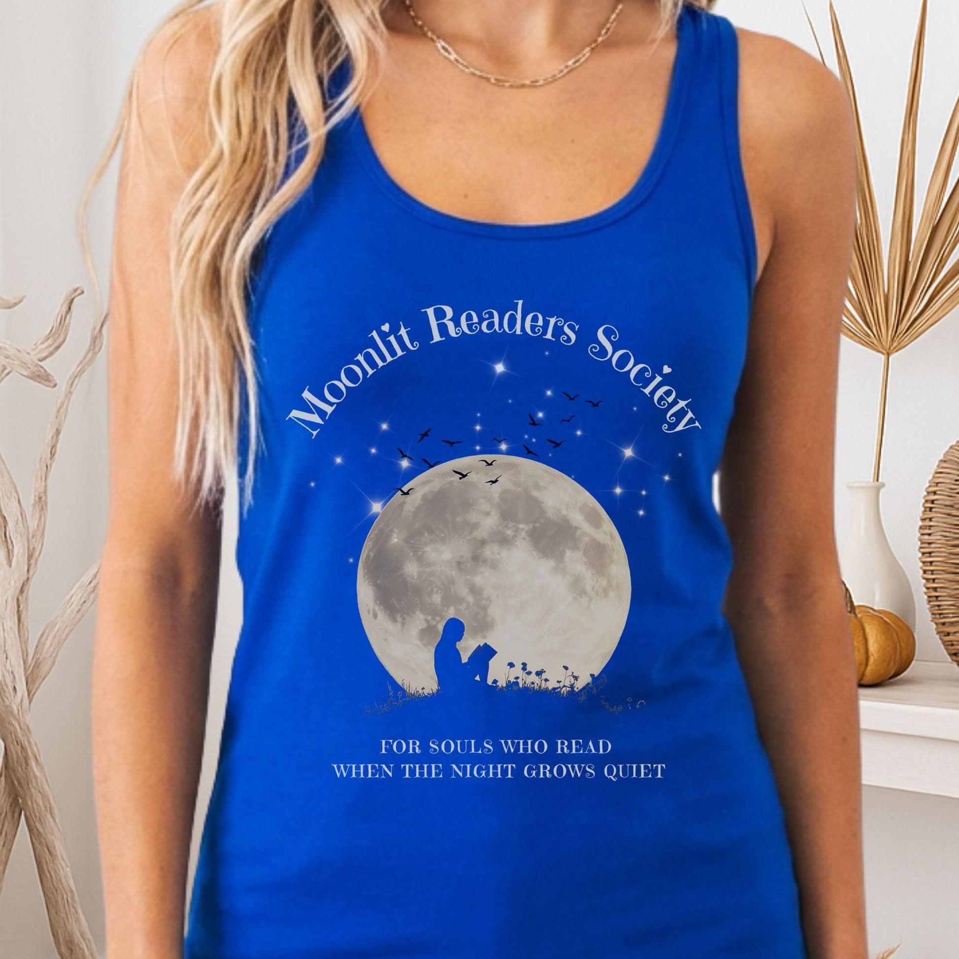 Tank Tops Solid Royal / XS Moonlit Readers Society Enchanted Moon Scene Women's Lightweight Tank Top The Mystic Eden