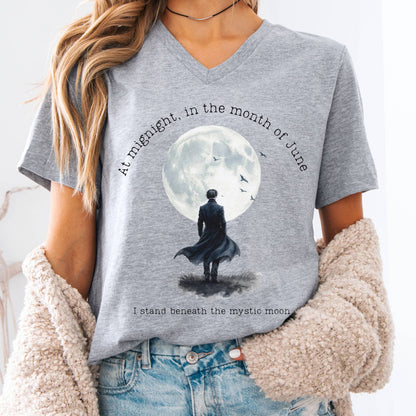 V-neck Athletic Heather / S Beneath the Mystic Moon Edgar Allan Poe V-neck The Mystic Eden