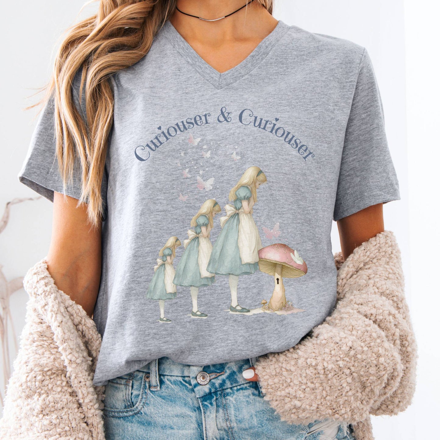 V-neck Athletic Heather / S Curiouser and Curiouser Alice V-neck The Mystic Eden