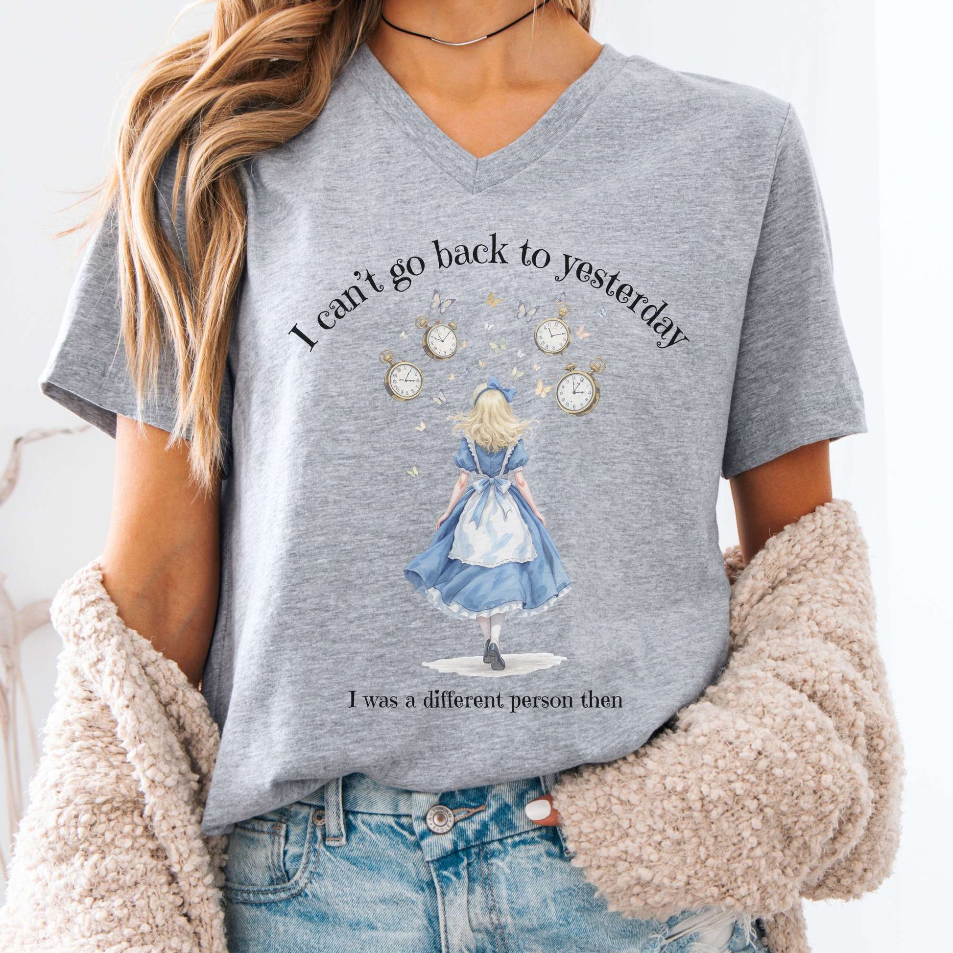 V-neck Athletic Heather / S I Can't Go Back To Yesterday V-neck The Mystic Eden