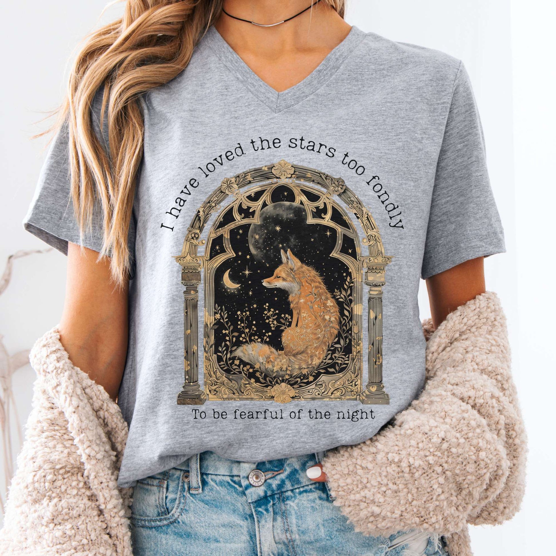 V-neck Athletic Heather / S I Have Loved the Stars Too Fondly Sarah Williams Poetry V-neck The Mystic Eden