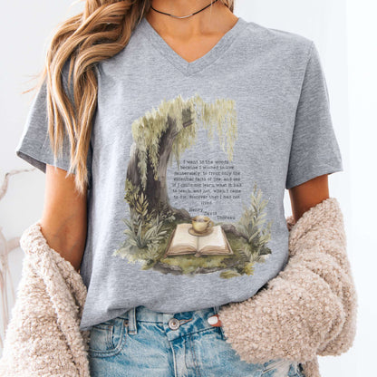 V-neck Athletic Heather / S I Went to the Woods Henry David Thoreau V-neck The Mystic Eden
