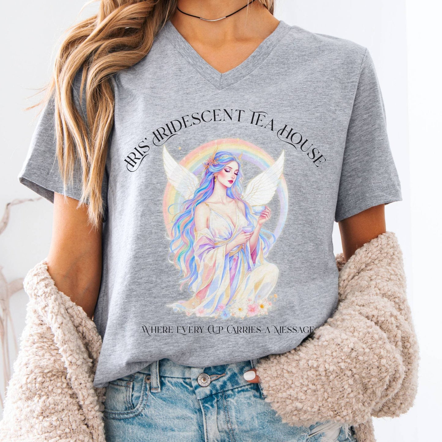 V-neck Athletic Heather / S Iris’ Iridescent Tea House Mythology V-neck The Mystic Eden