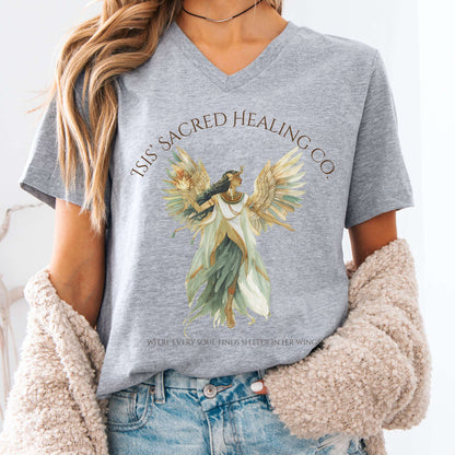 V-neck Athletic Heather / S Isis' Sacred Healing Co Egyptian Mythology V-Neck The Mystic Eden