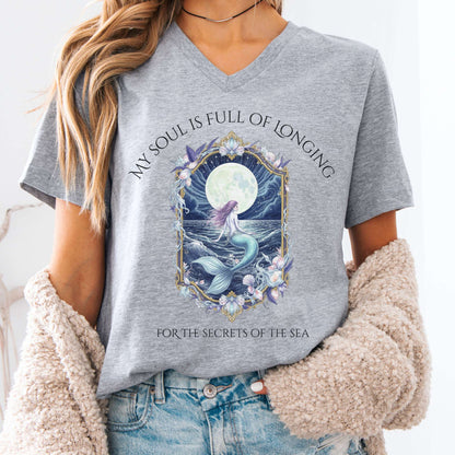 V-neck Athletic Heather / S My Soul Is Full Of Longing Poetry V-neck The Mystic Eden