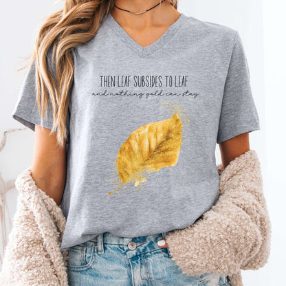 V-neck Athletic Heather / S Nothing Gold Can Stay Robert Frost V-neck The Mystic Eden