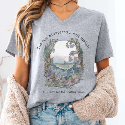 V-neck Athletic Heather / S Sea Lullaby for the Waiting Moon Poetry V-neck The Mystic Eden